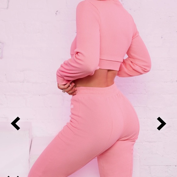 Bo&Tee Active Wear Sculpt Flare Trousers and Jacket Set Coral - Picture 8 of 9